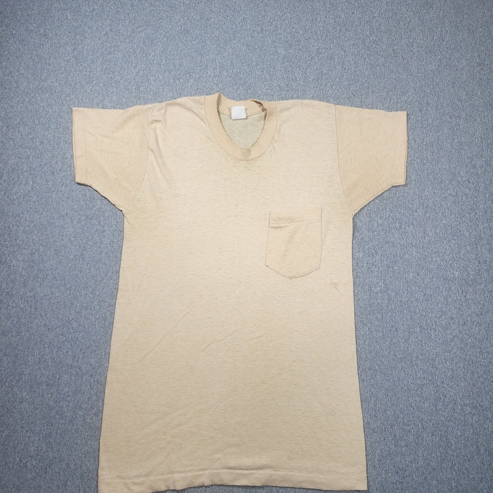 Unbranded Pocket T-Shirt Mens XL Tan Good Vintage Single Stitch Blank Tee